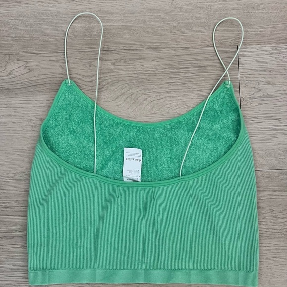 Green Ribbed Women's Cropped Top Size Large - Picture 3 of 6